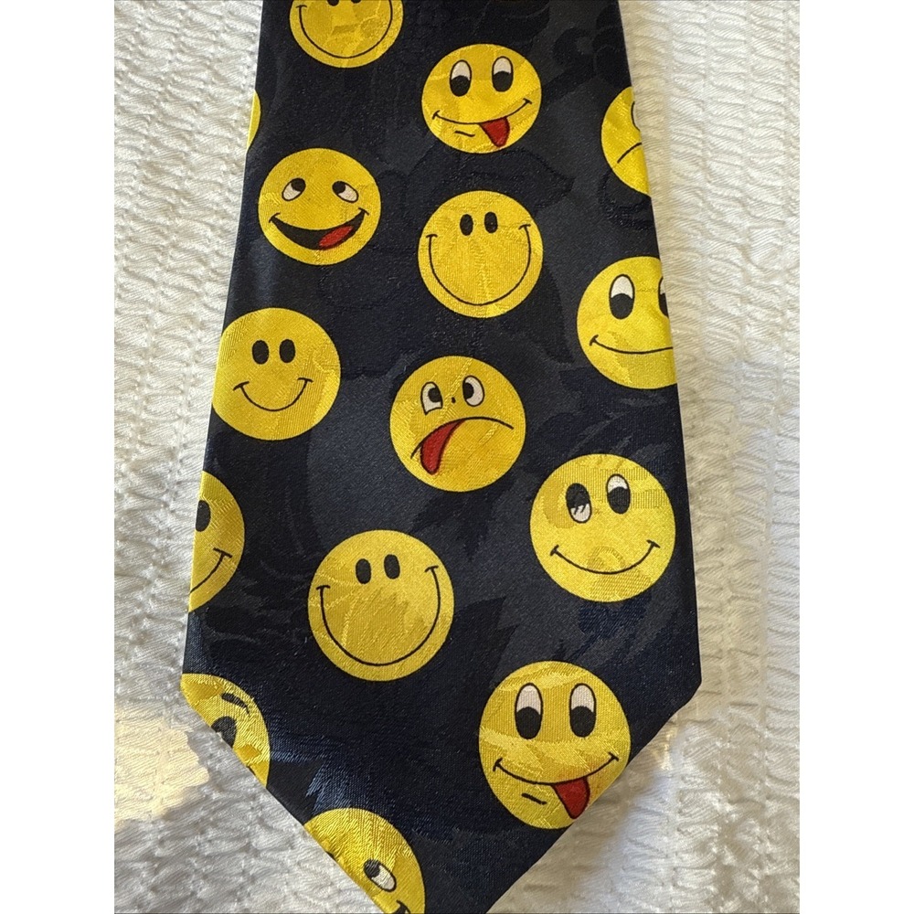 Smiley Face Emoji Tie Teacher Novelty Handmade Necktie Renaissance